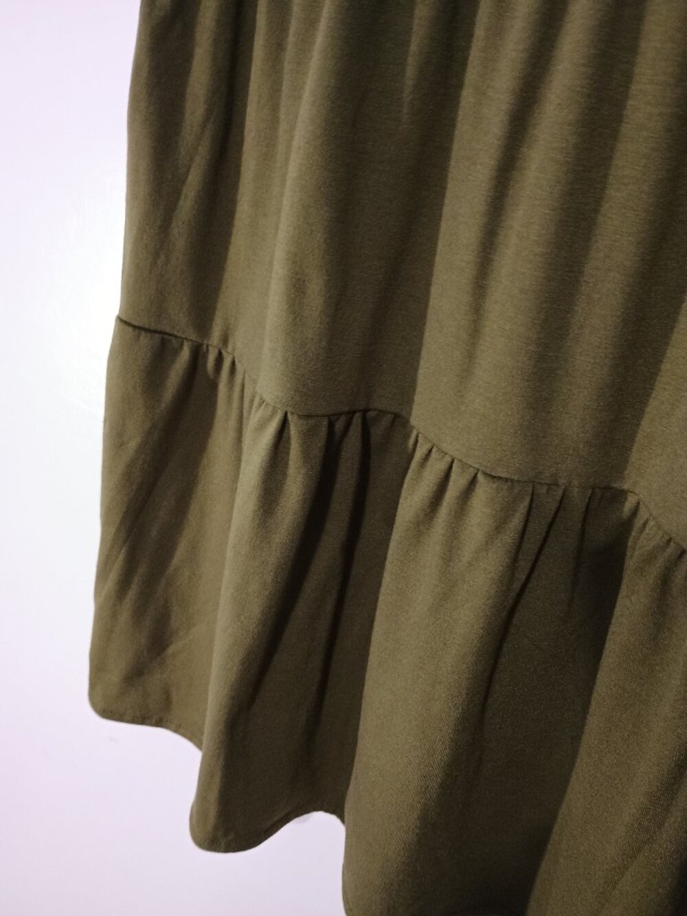 Jollycode Olive Green Ruffle Sleeve Babydoll Top Size S Tiered Peplum Flutter Sl - Picture 5 of 7